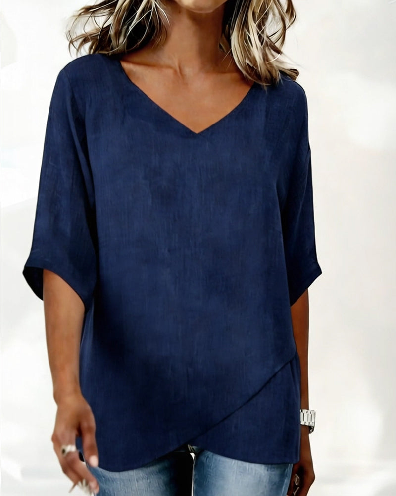Eva - Top Irregular con Cuello en V