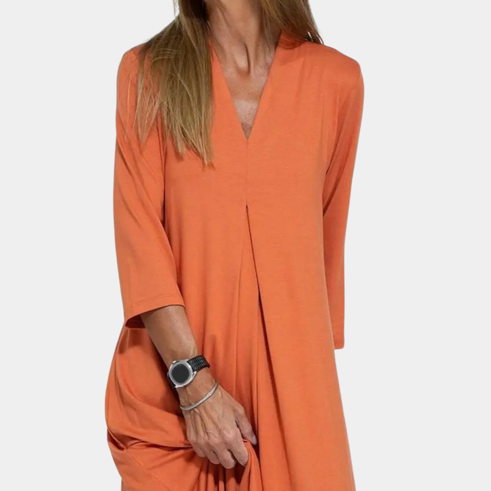 Vestido Maxi de Cuello en V | Diseño A-Line Verano Fluyente