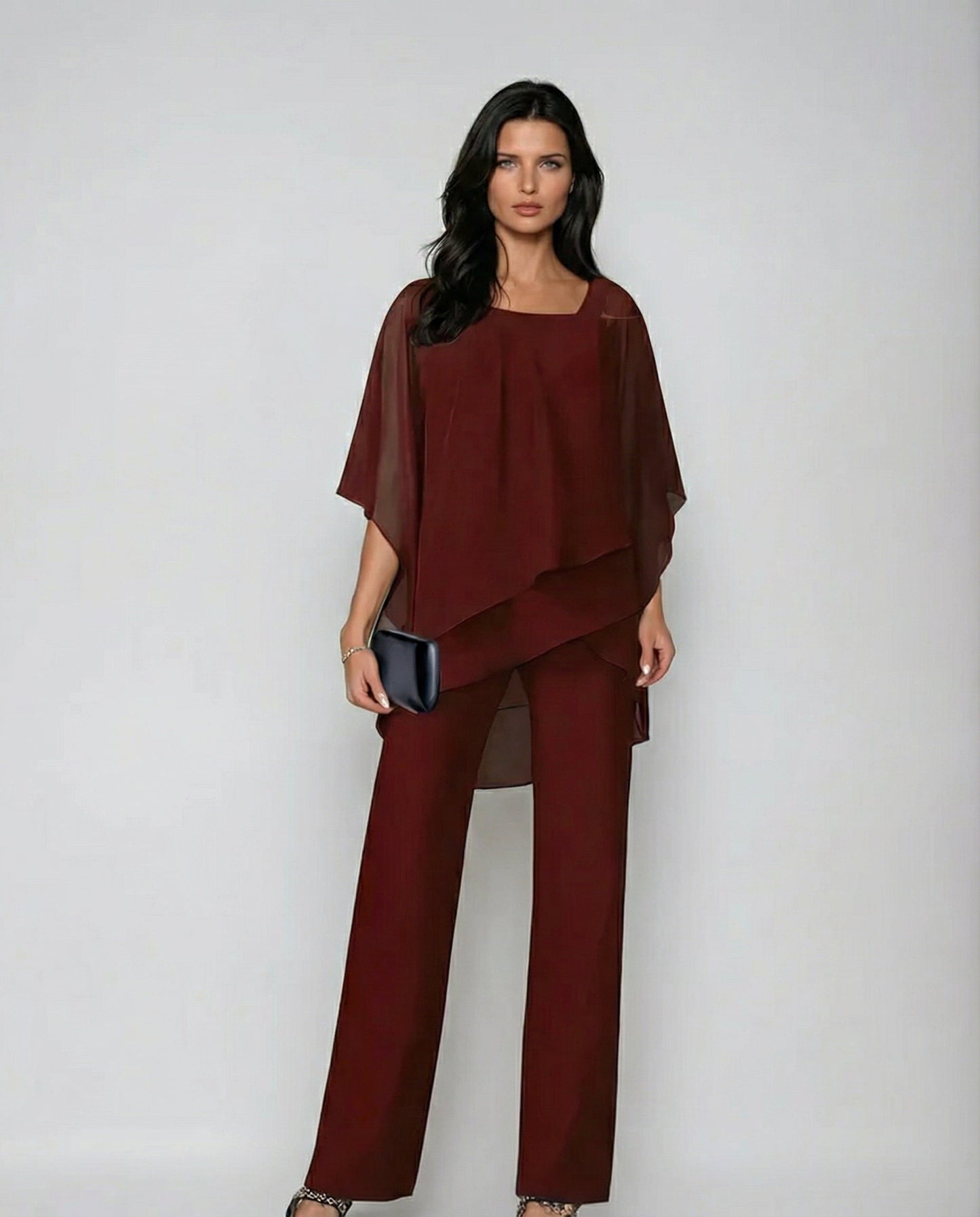 Loretta | Conjunto de algodón y lienzo con blusa de manga murciélago y pantalón ancho