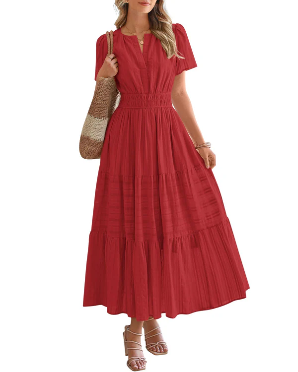 Vestido Maxi con Cintura Fruncida