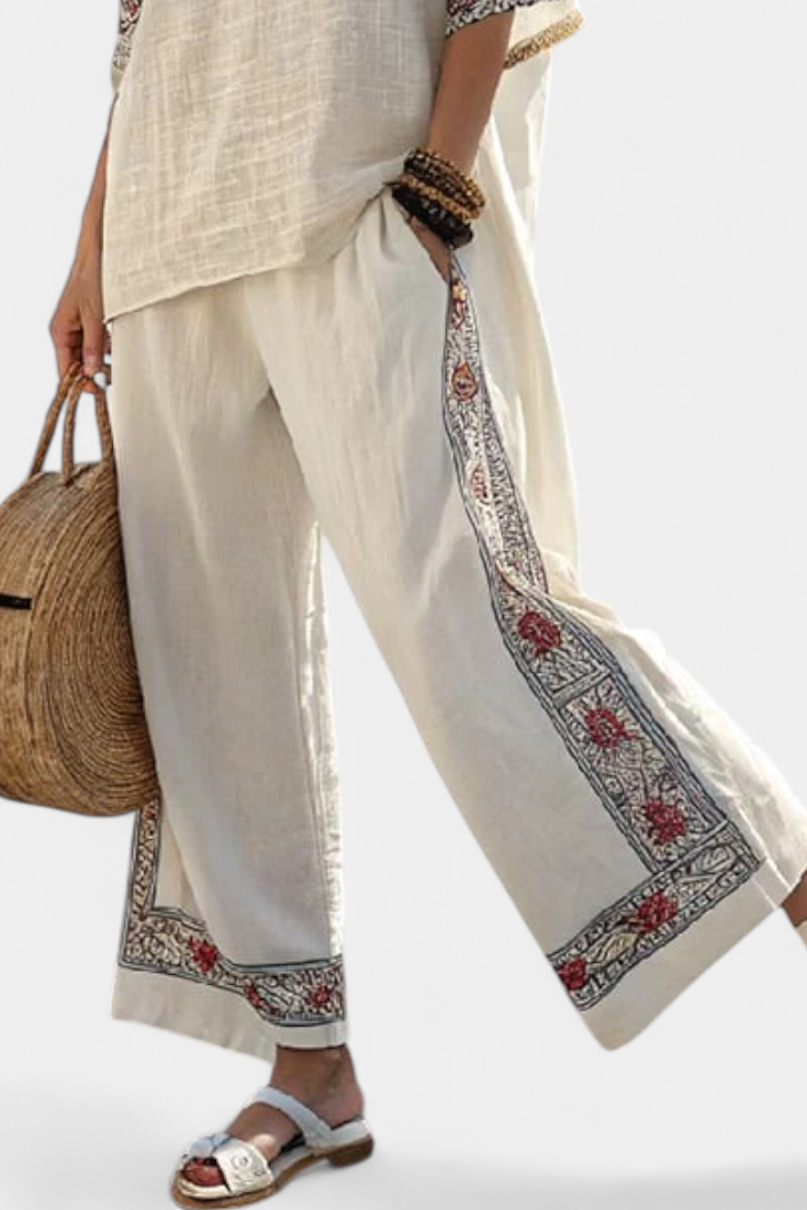 Tameric | Blusa Grezza Ricamata y Pantalones Amplios