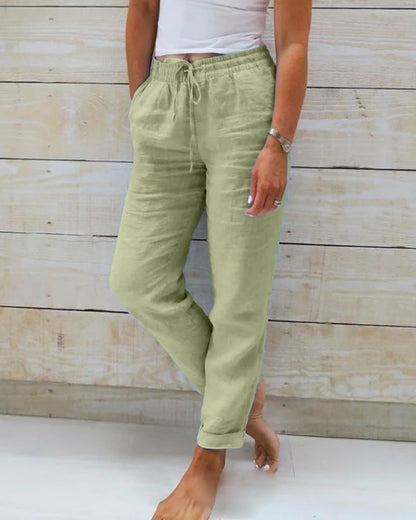 Allison - Pantalones a Medida de Lino y Algodón de Lujo