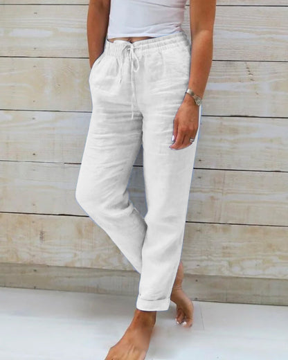 Allison - Pantalones a Medida de Lino y Algodón de Lujo