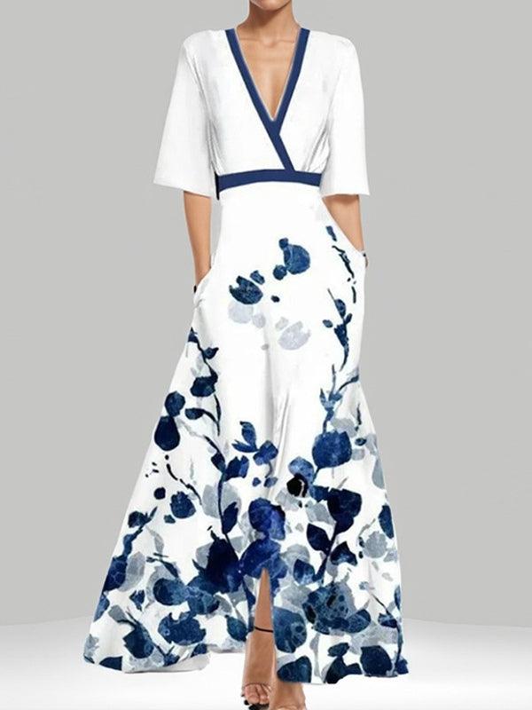Lea | Vestido Maxi Elegante con Mangas Medias Seaside Glam
