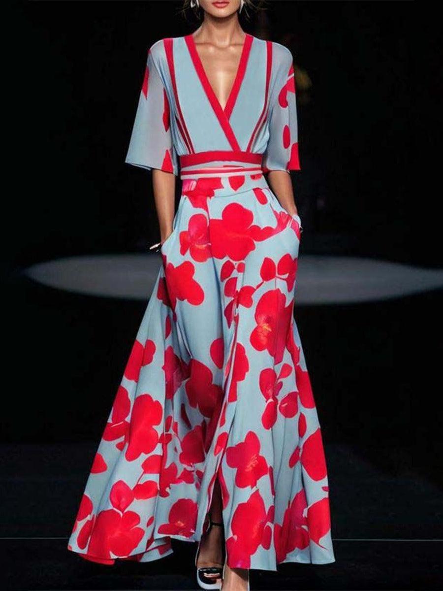 Lea | Vestido Maxi Elegante con Mangas Medias Seaside Glam