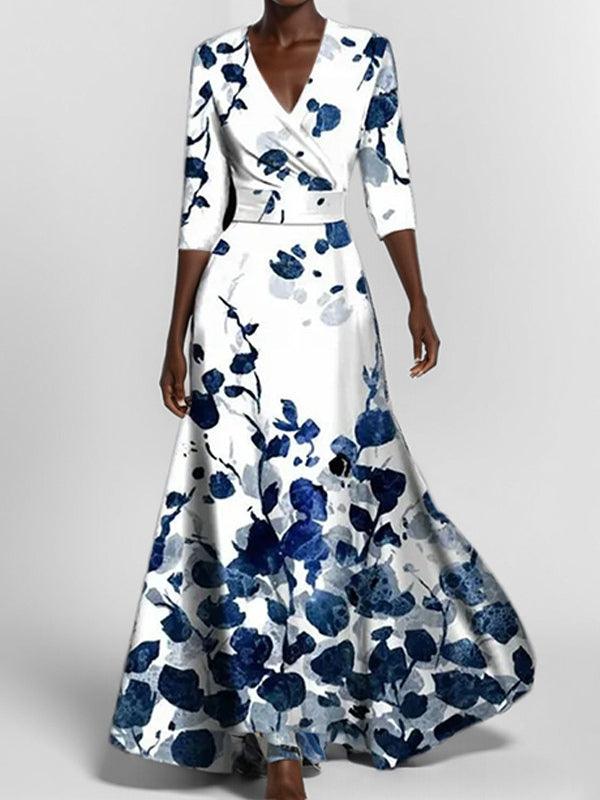 Lea | Vestido Maxi Elegante con Mangas Medias Seaside Glam