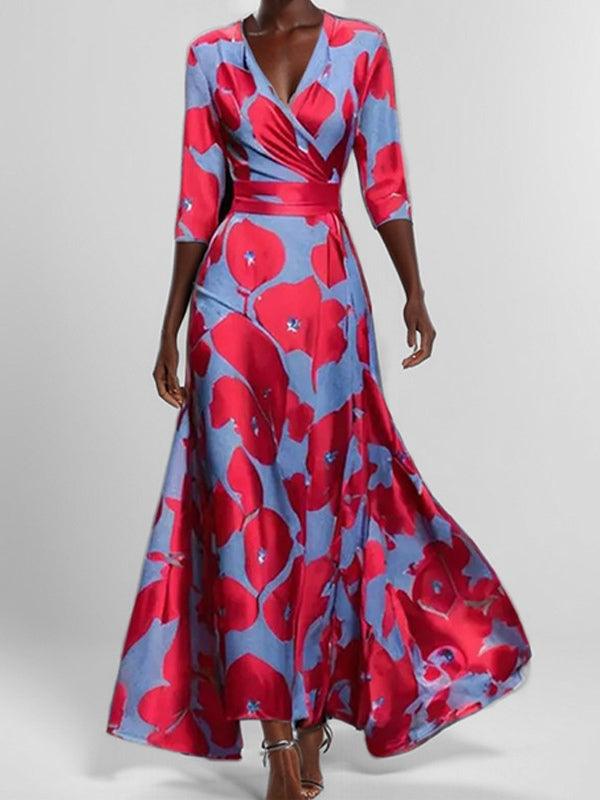 Lea | Vestido Maxi Elegante con Mangas Medias Seaside Glam