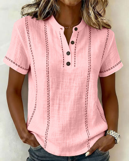 Camiseta Modo Informal Botón Cuello en V