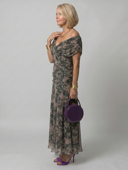 Calen | Vestido Midi Off Shoulder Flotante