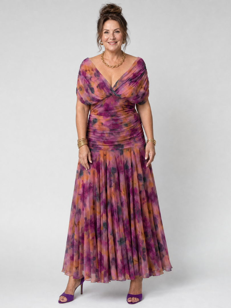 Calen | Vestido Midi Off Shoulder Flotante