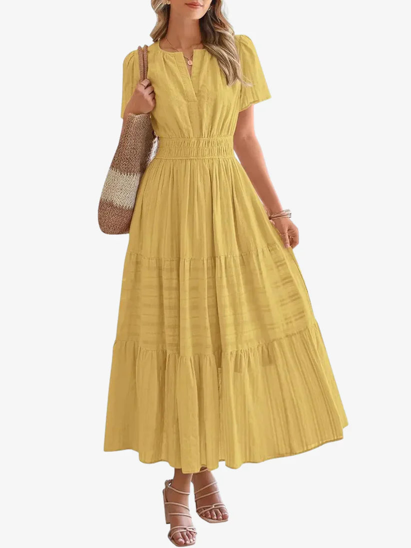 Vestido Maxi con Cintura Fruncida