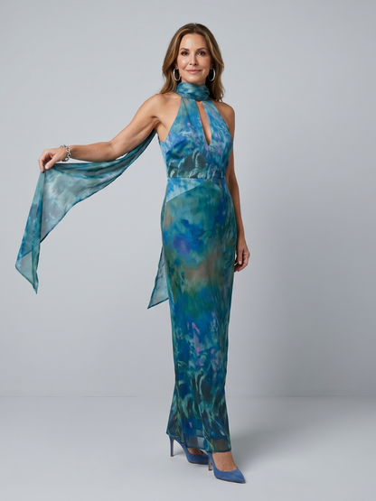 Juniper | Vestido Maxi Sin Mangas con Cuello Halter con Abertura