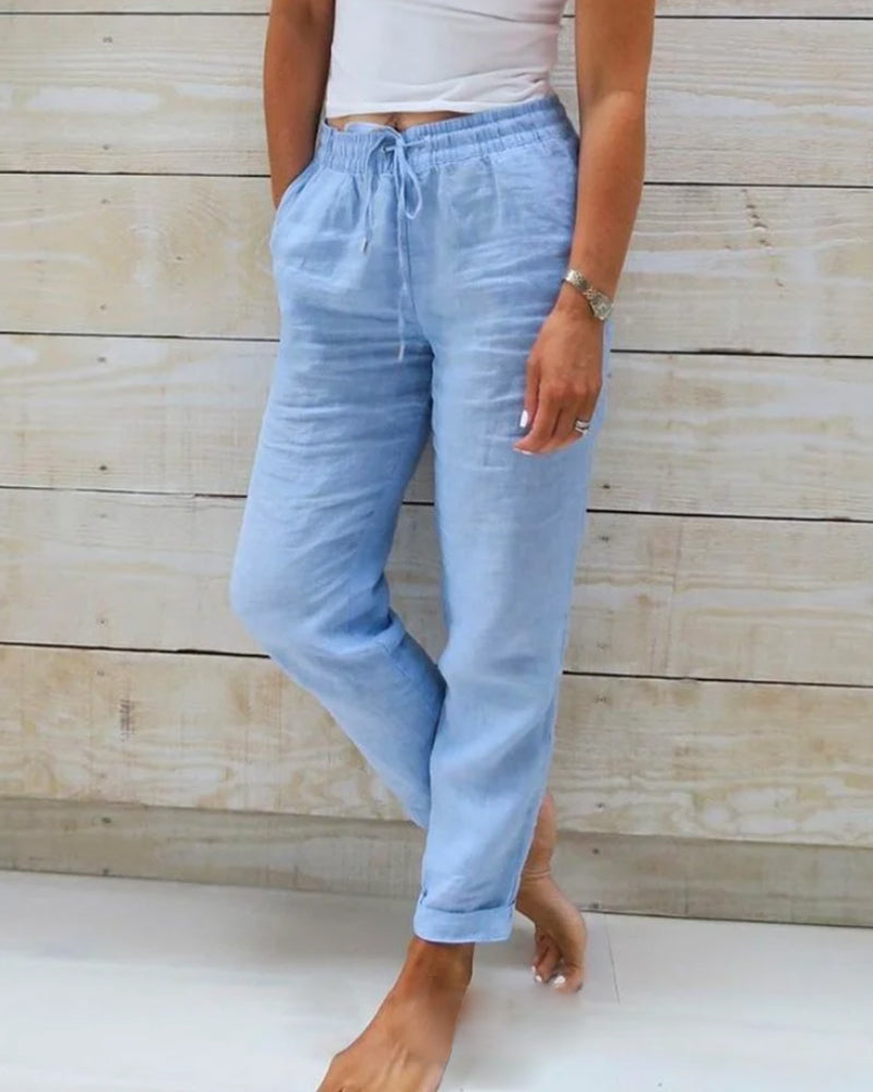 Allison - Pantalones a Medida de Lino y Algodón de Lujo