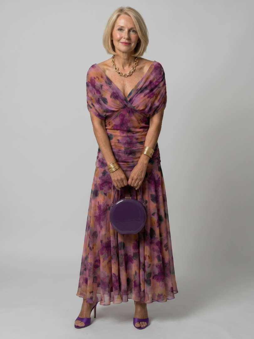 Calen | Vestido Midi Off Shoulder Flotante
