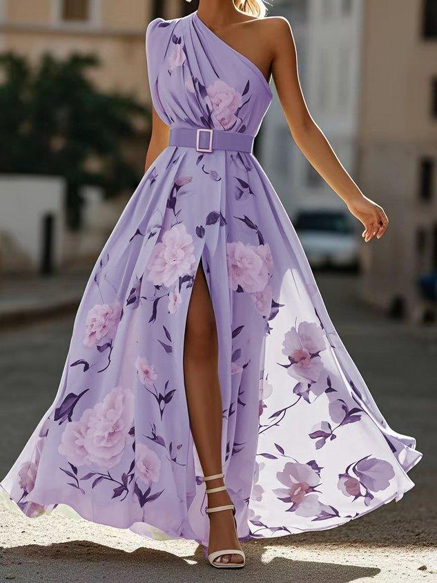 Julie | Vestido Maxi de Chiffon Floral Verde Claro de Tirantes