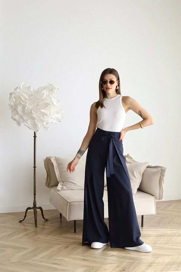 ARIANE – PANTALONES ANCHOS DE LINO PARA MUJERES