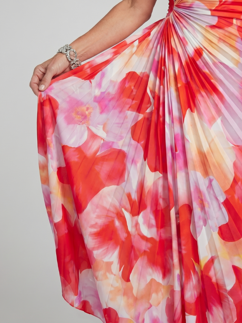 Taya | Vestido midi con corpino plisado de un solo hombro