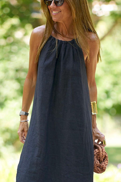 Vestido Largo Halter de Mezcla de Lino Down By The Cove