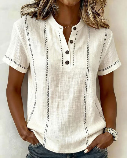 Camiseta Modo Informal Botón Cuello en V