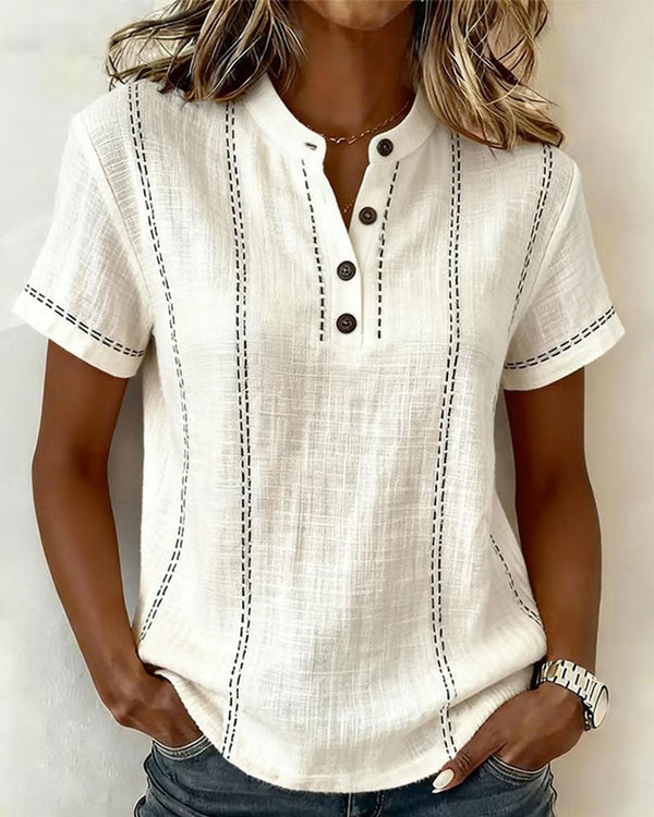 Lidia - Camiseta Modo Informal Botón Cuello en V
