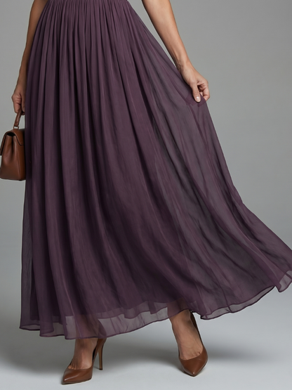Elia | Vestido Maxi con Escote en Llave y Cintura Fruncida