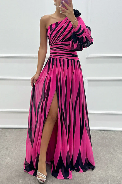 Shiloh - Vestido Maxi Elegante a Rayas con Hombro Descubierto