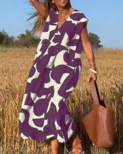 Elowen - Vestido sin mangas con estampado geométrico irregular