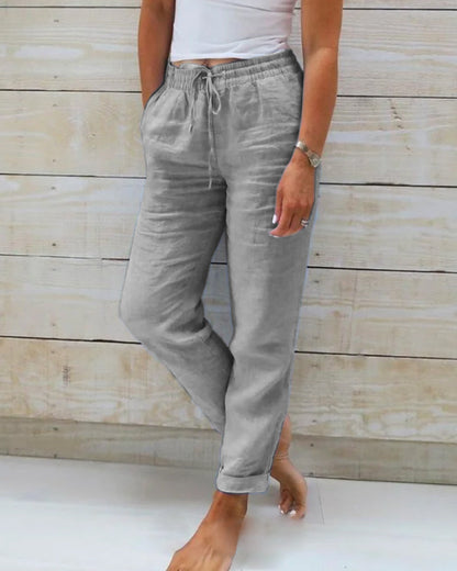 Allison - Pantalones a Medida de Lino y Algodón de Lujo