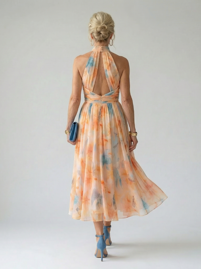 Stella & Grace™ | Vestido Midi con Halter Suave
