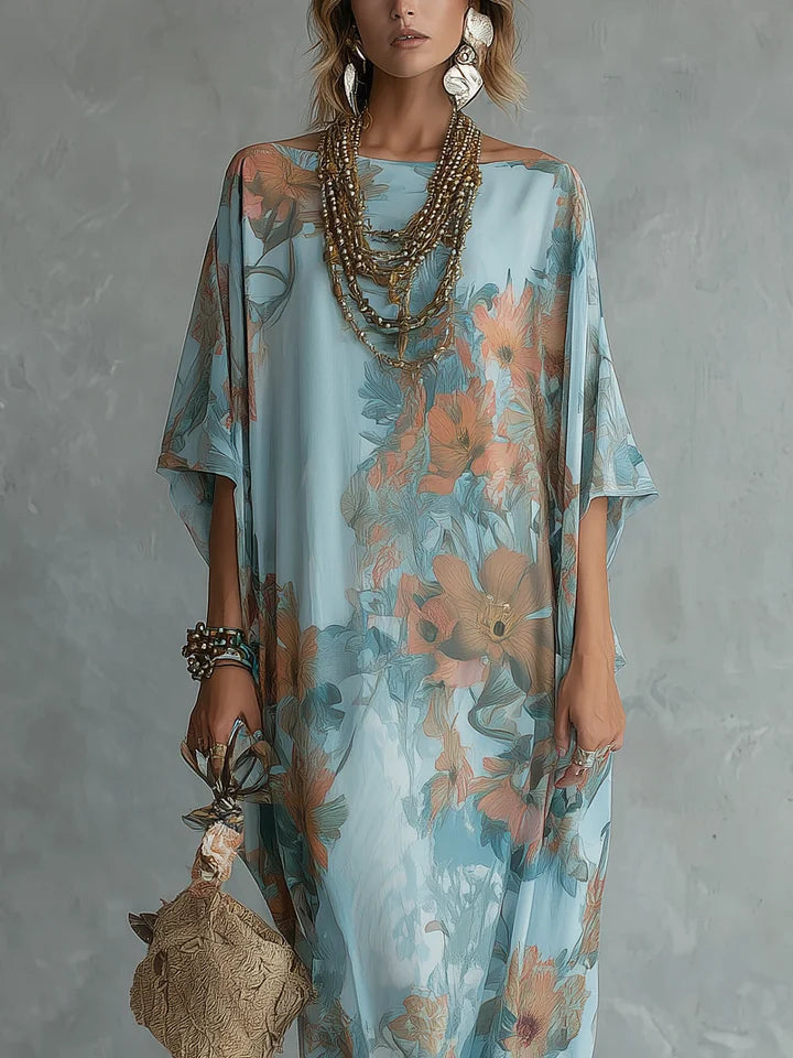 Luna | Vestido Kaftan Floral Relajado