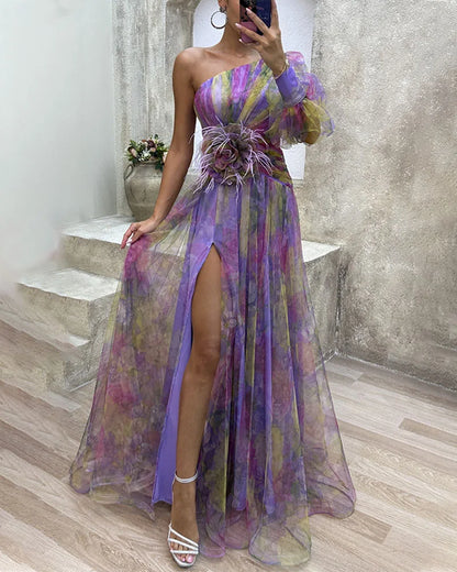 Orit™ | Vestido Asimétrico con Manga Única y Abertura