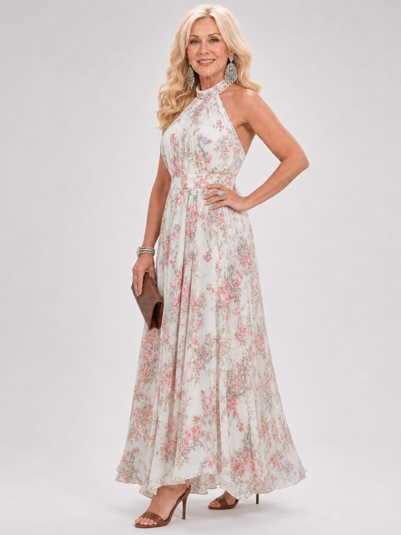 Guinevere | Vestido Midi con Estampado Floral y Falda Flotante