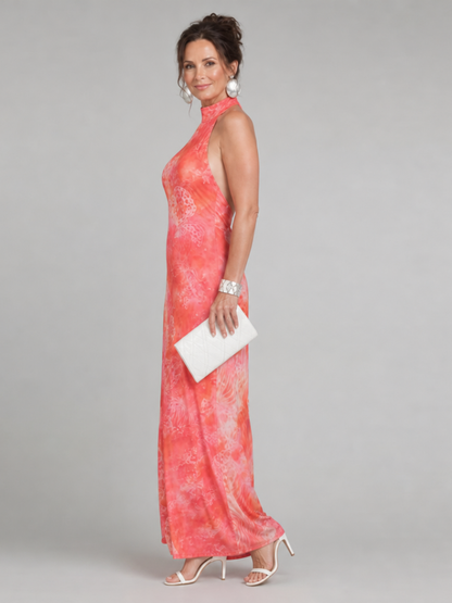 Coraline | Vestido Maxi con Escote Halter y Motivo Estampado