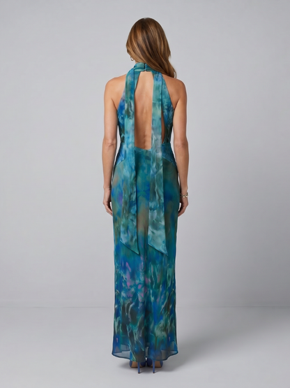 Juniper | Vestido Maxi Sin Mangas con Cuello Halter con Abertura
