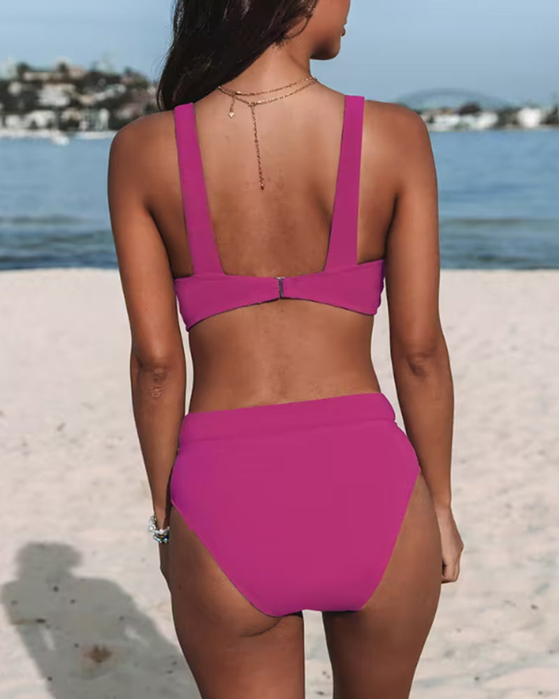 Hilde - Traje de baño de tiro alto en color sólido