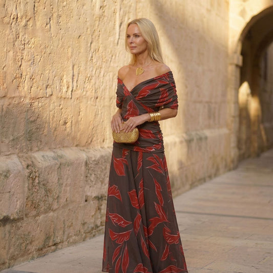 Papavero | Vestido Elegante con Hojas