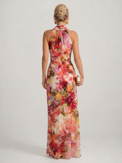 Elisabetta | Vestido Maxi con Estampado Floral y Cuello Halter