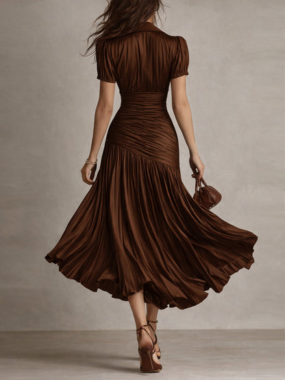 Adriana ∙ Vestido midi satinado a rayas retro