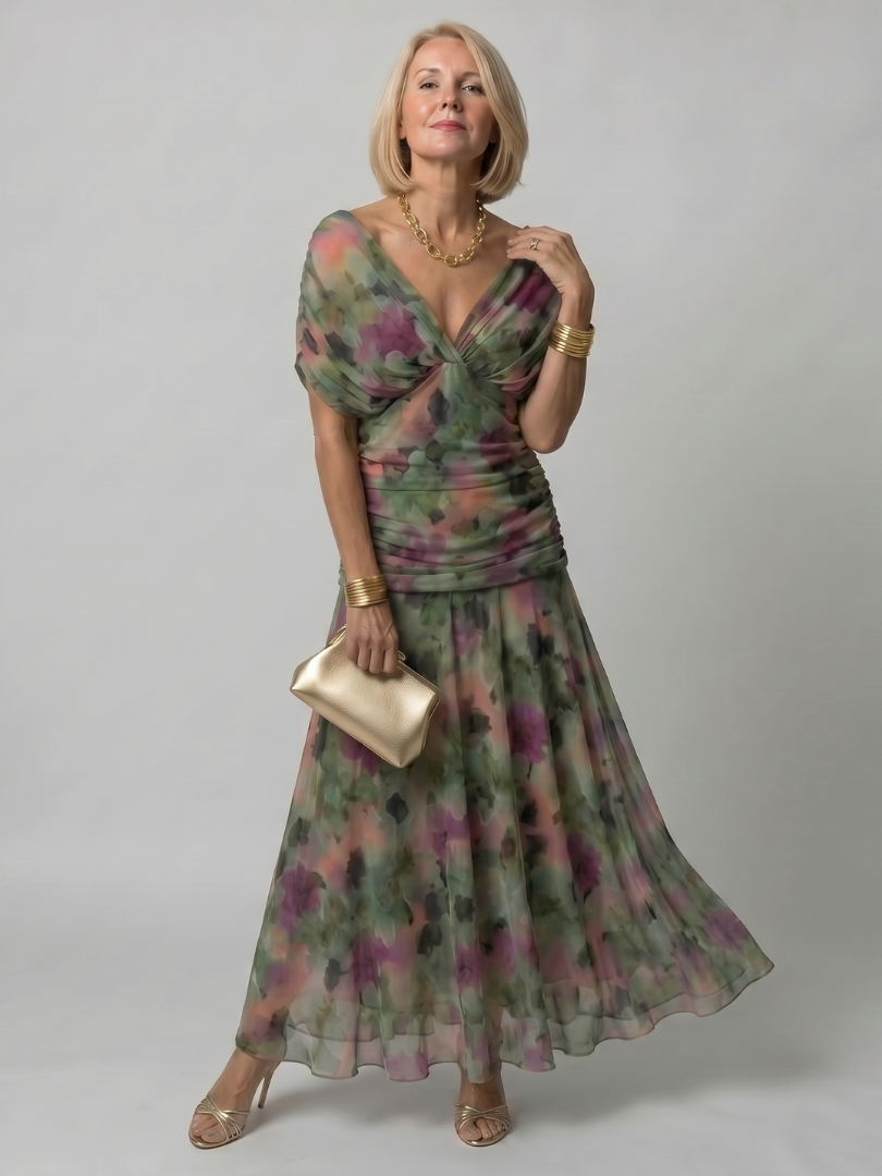 Calen | Vestido Midi Off Shoulder Flotante