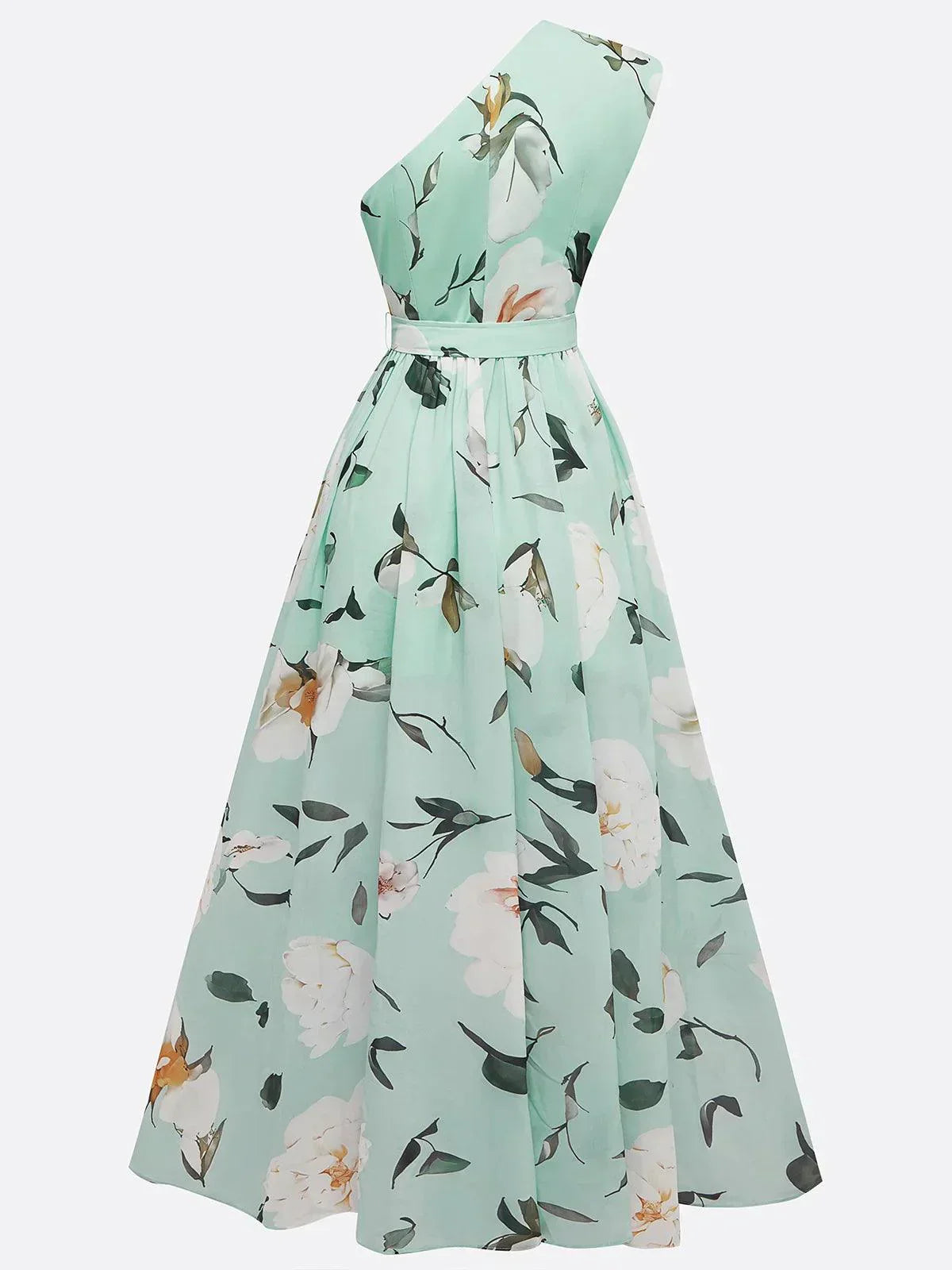 Julie | Vestido Maxi de Chiffon Floral Verde Claro de Tirantes