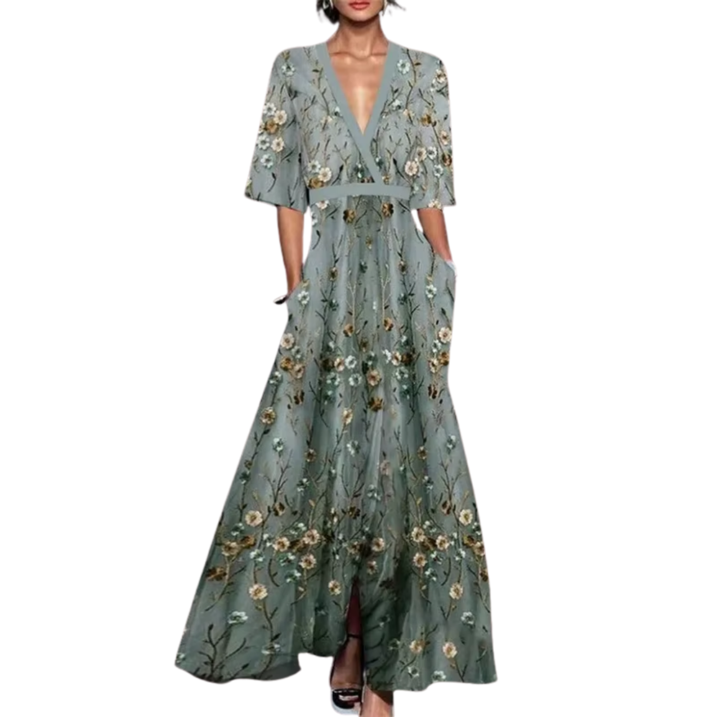 Noelle | Vestido de Primavera Floral con Escote en V