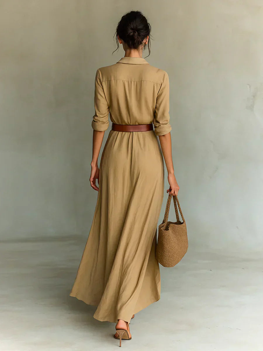 Camille™ | Maxi vestido con pinzas y cintura en la cintura