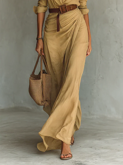 Camille™ | Maxi vestido con pinzas y cintura en la cintura