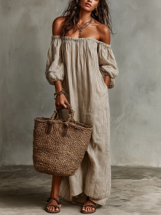 Carmen | Vestido maxi con diseño off-the-shoulder