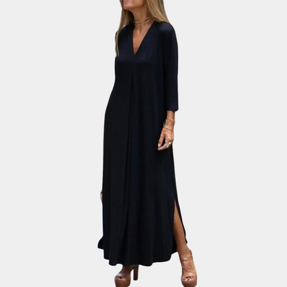 Vestido Maxi de Cuello en V | Diseño A-Line Verano Fluyente