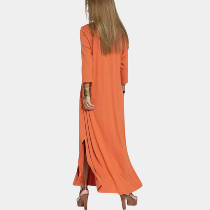 Vestido Maxi de Cuello en V | Diseño A-Line Verano Fluyente