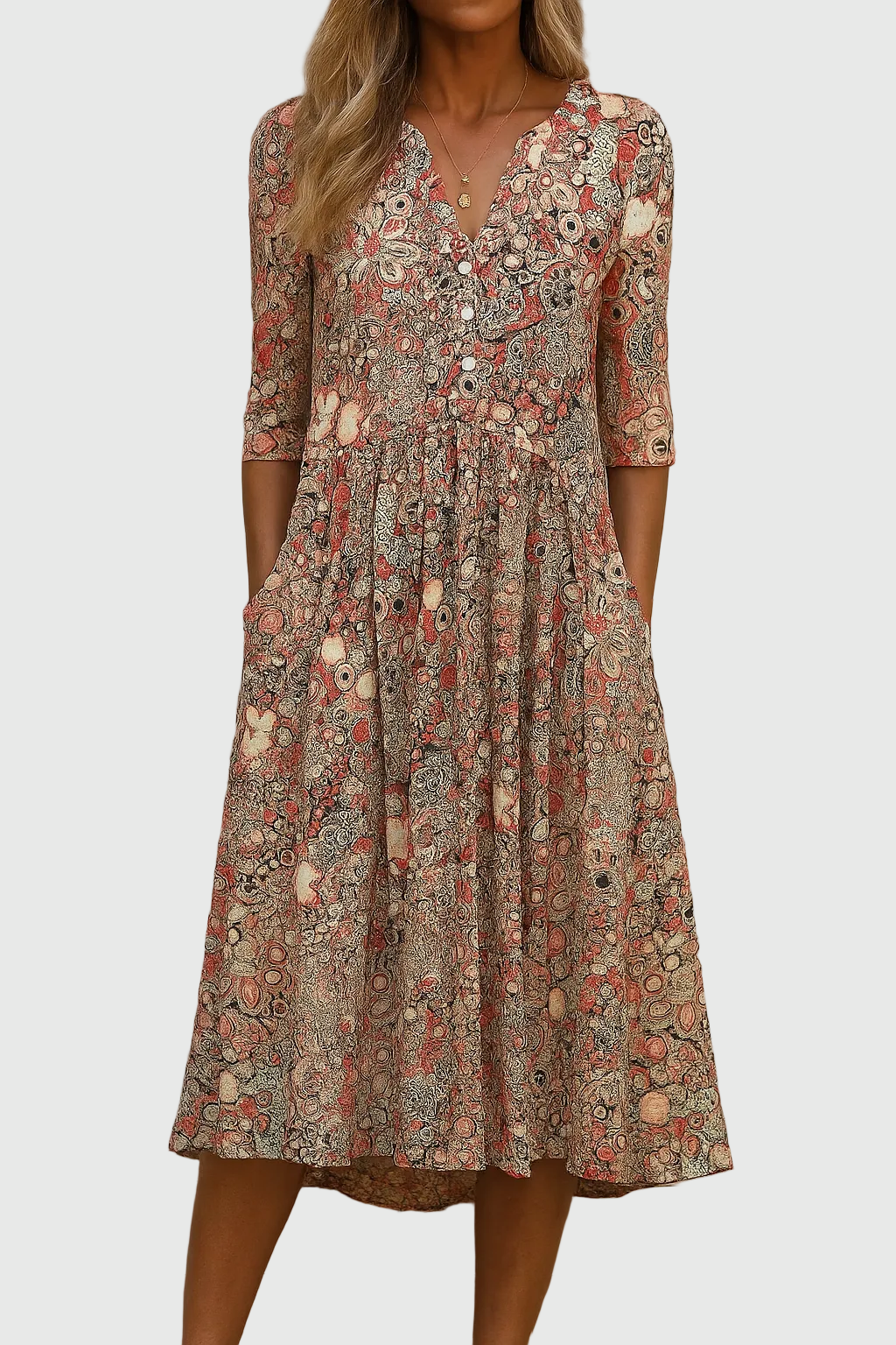 Harlow | Elegante vestido midi con escote en V