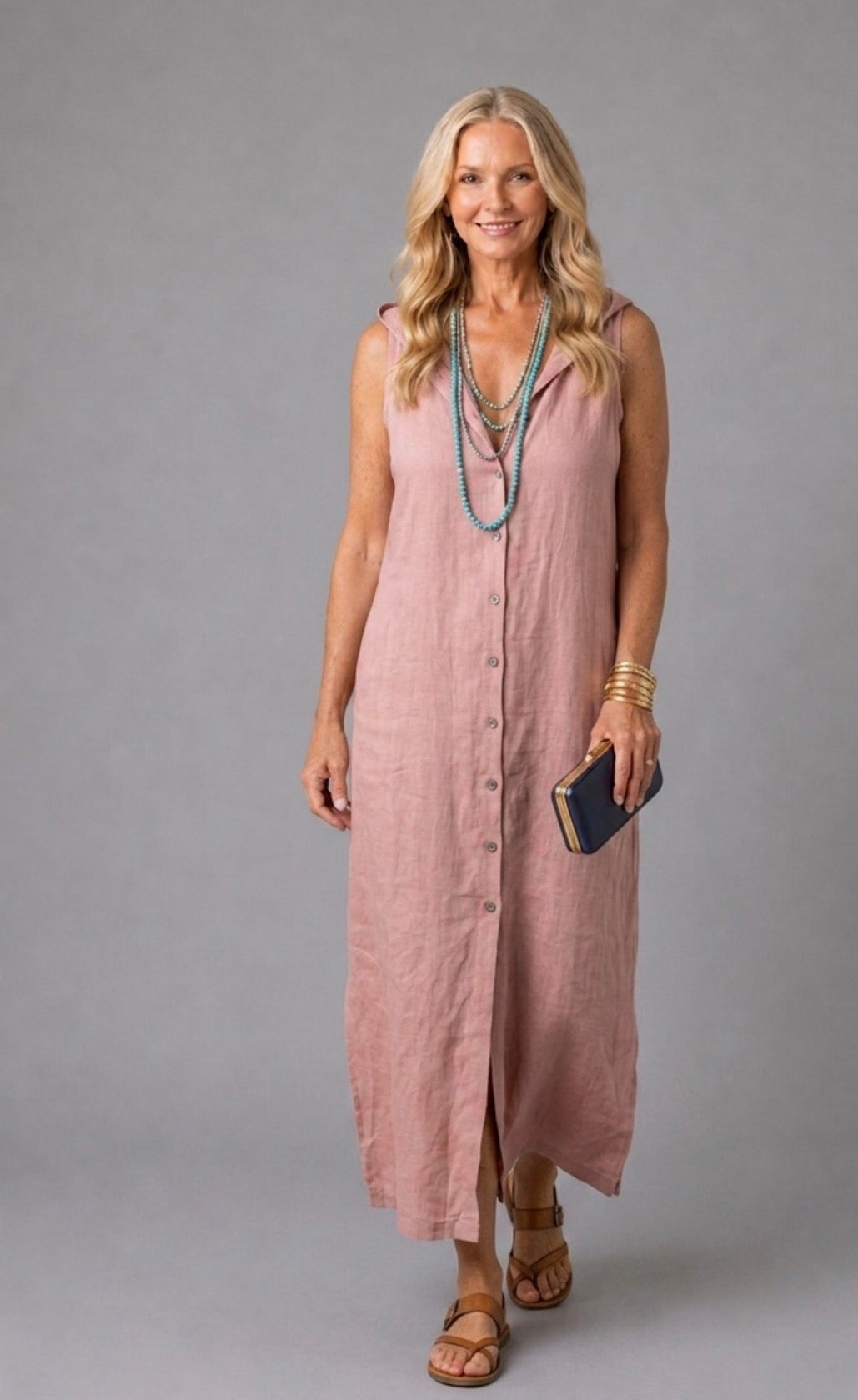Stellan | Vestido Maxi de Botones en la Parte Delantera Abierta