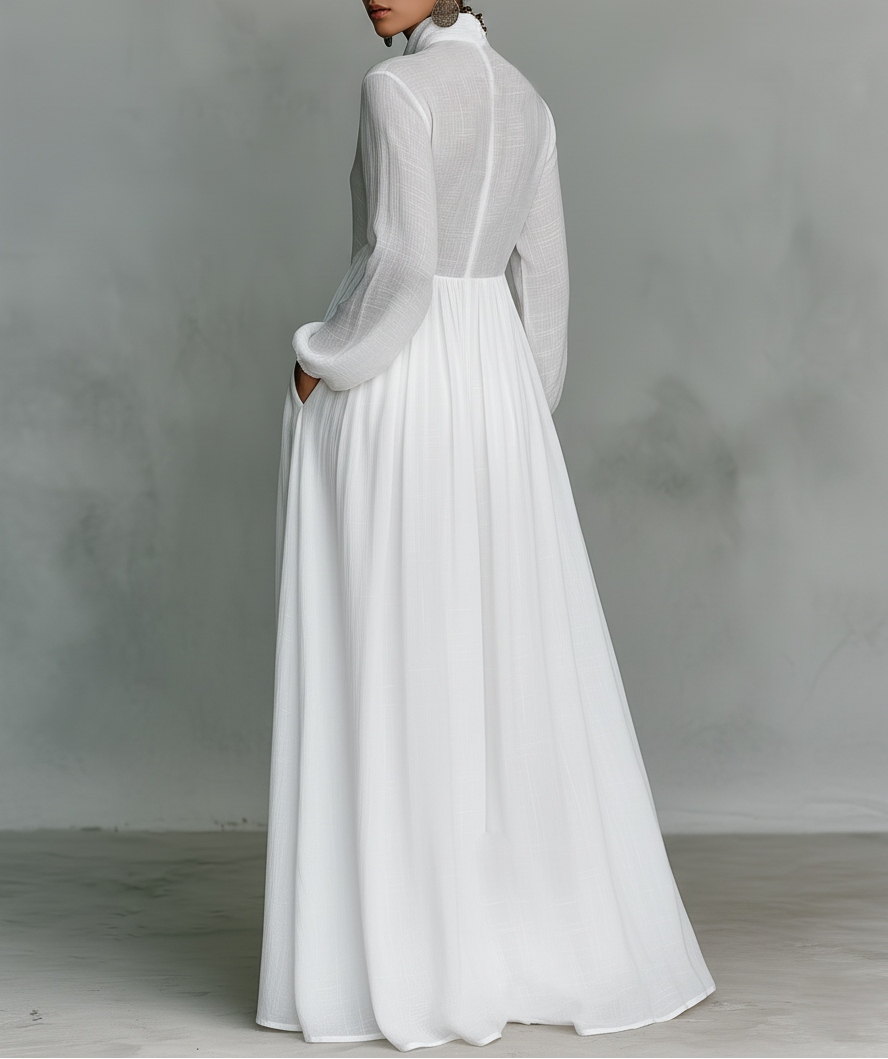 Elisa · Vestido maxi minimalista con cuello alto