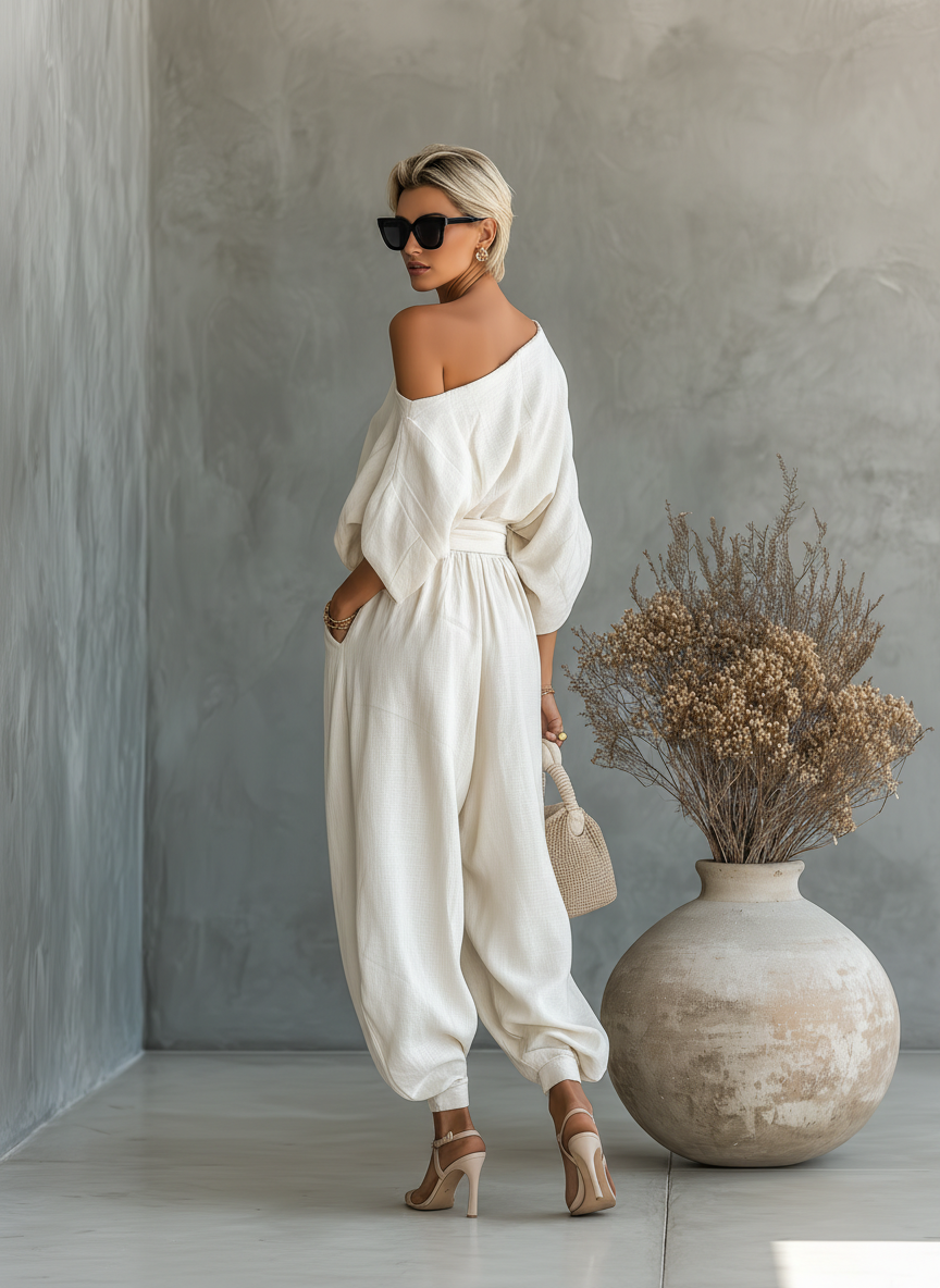 Lisa | Conjunto de Top Suave sin Hombros y Pantalones Ajustados